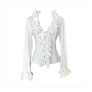 Vintage Anne Fontaine White Zip Up Corset Back Blouse
